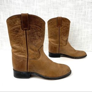 Justin tan leather cowboy boots, children’s size 3